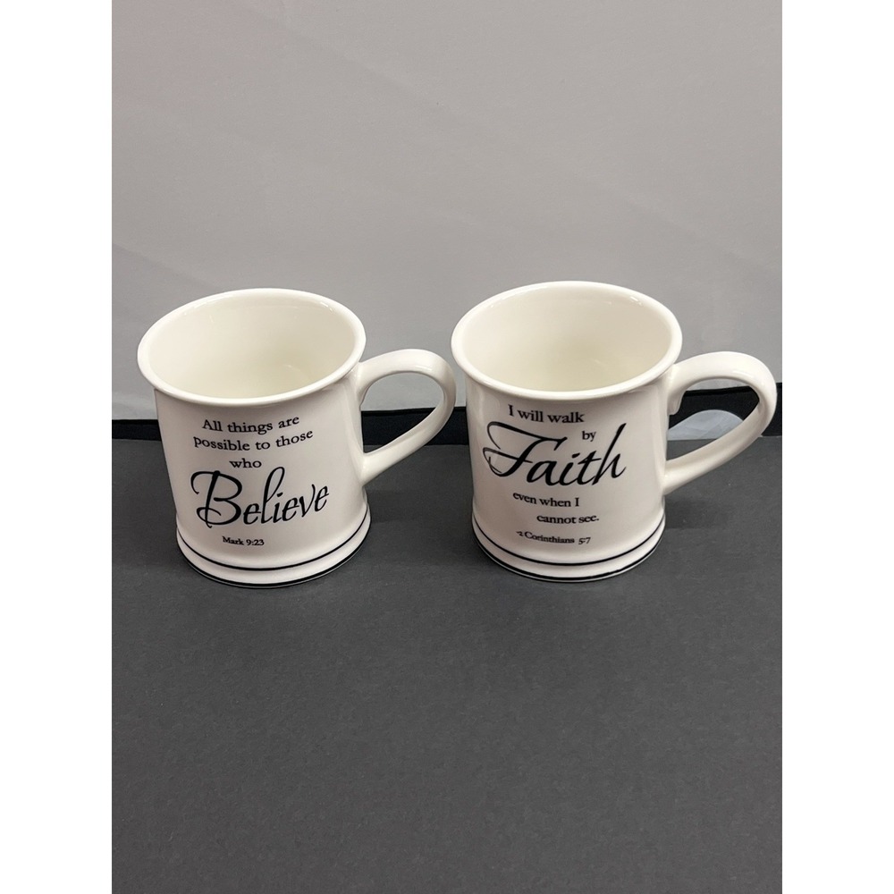 Home Essentials Believe /faith  Religious Mug Mark 9:23 12oz S/2 Cups